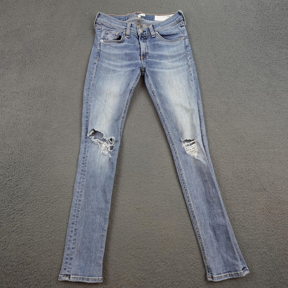 Rag & Bone Jeans Womens 25 Murray Distressed Skinny Capri Raw Hem Denim Pants - Picture 1 of 10